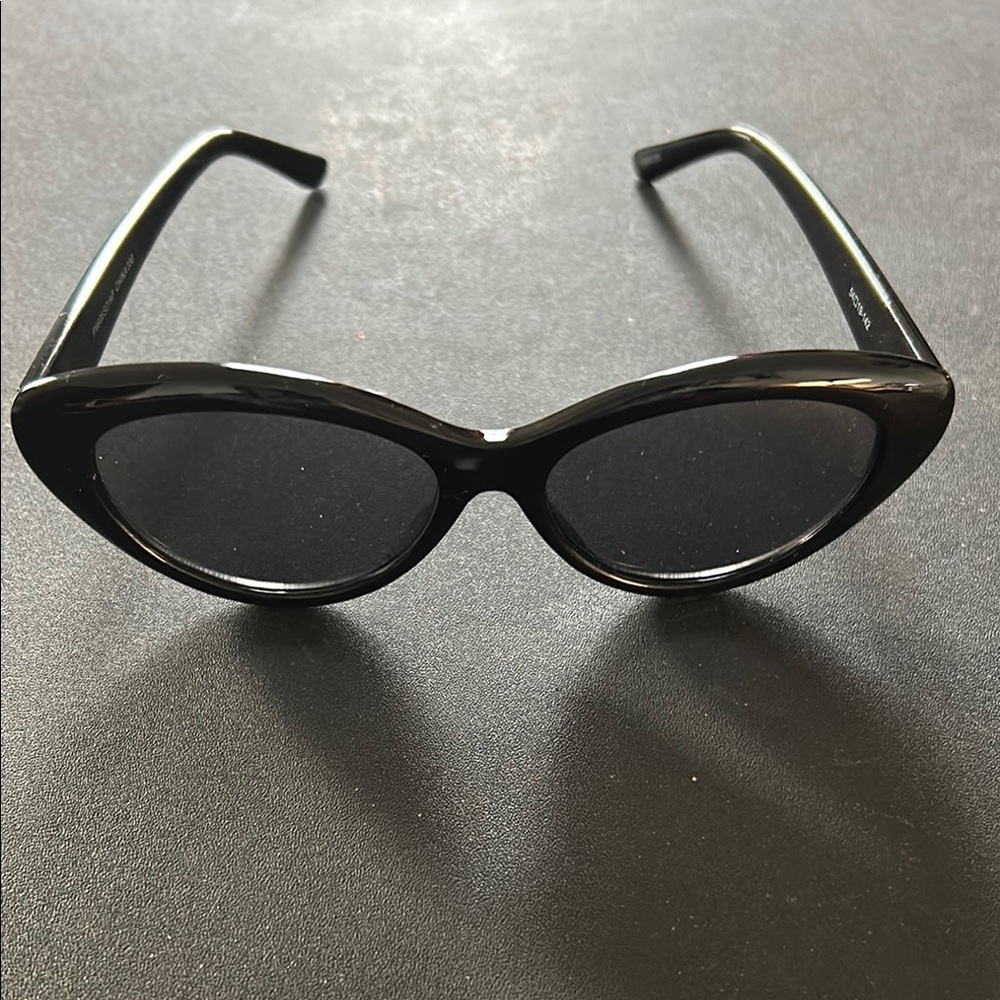 Black Oversized Cat-Eye Sunglasses with Dark Lenses